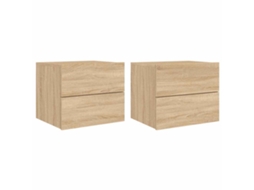 Conjunto de Mesas de Cabeceira de Parede com Luzes Led Carvalho Sonoma MAISON EXCLUSIVE