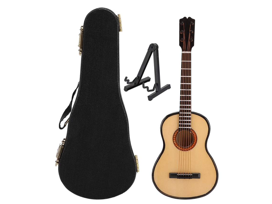 modelo de Guitarra de Madeira 1/6 para Bonecas de 12 Polegadas Acessório Instrumento Musical 17cm