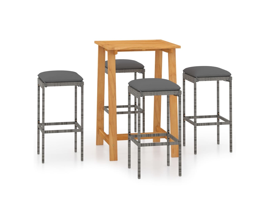 Maison Exclusive - 5 Pcs Conjunto De Bar Para Jardim Com Almofadões Cinzento