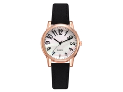 Relógio de Pulso Feminino Digital de Quartzo com Pulseira de Couro Pu Estilo Clássico Preto