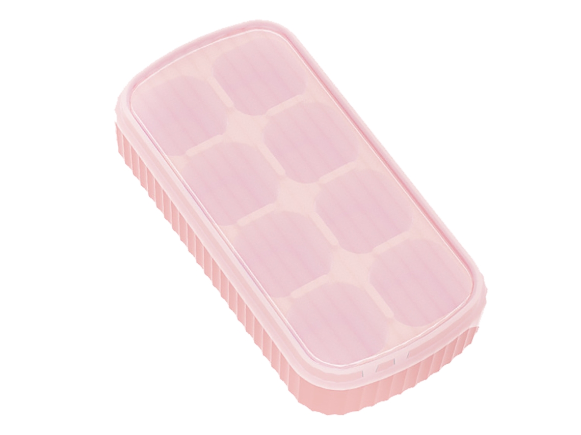 Nova Line bandeja de Cubos de Gelo de Silicone Flexível com Tampa 8 Cubos Rosa para Freezer Whisky
