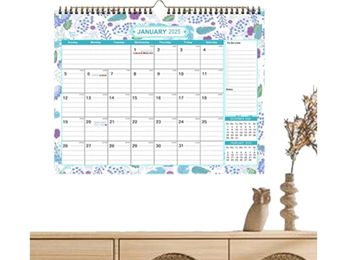 Calendário 2025, Planejador Diário, De Parede De 18 Meses, De, De, Com Blocos Grandes, Papel Grosso,