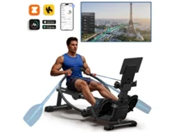 Máquina de Remo Magnético Duplo MERACH, 16 Níveis, Bluetooth, LCD, Plegável, Silencioso, Suporte Tablet, Casa, Treino Total, 150 kg