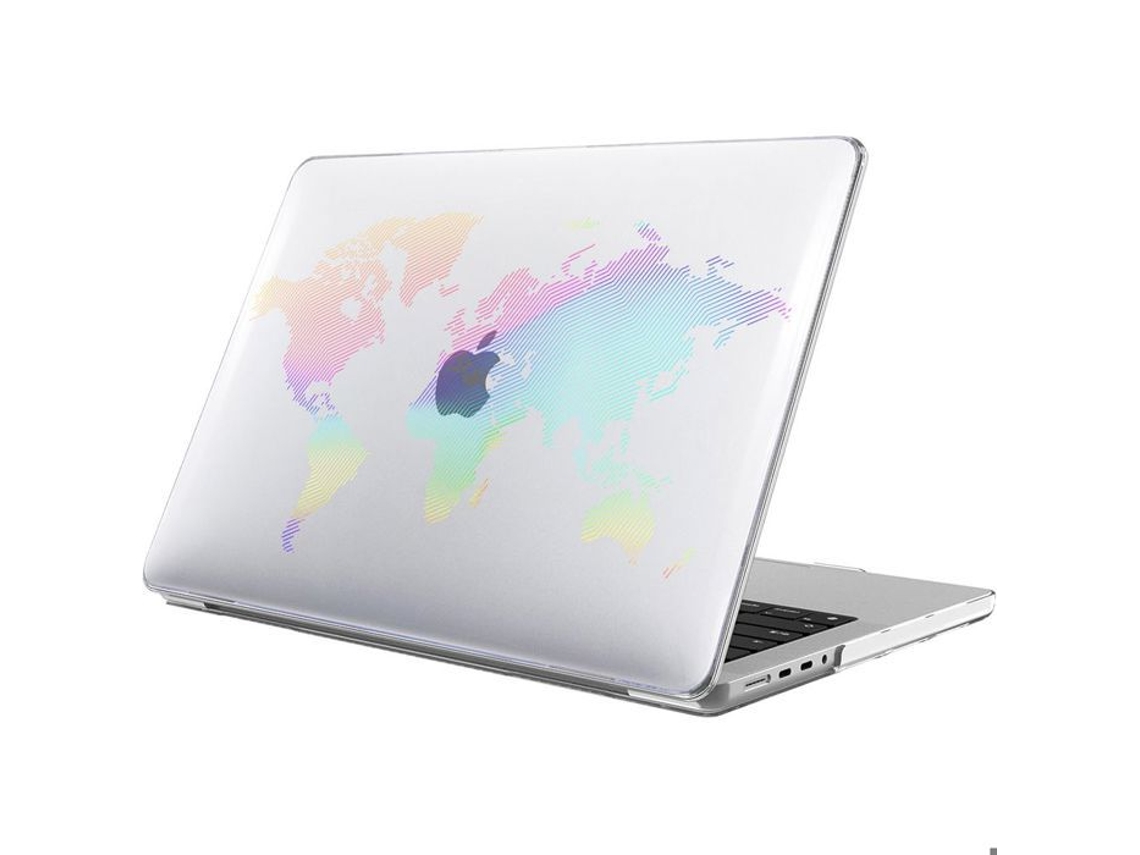 Capa Protetora Macbook Air 13 Polegadas Transparente Padrão De Mapa Múndi Rígida Brilvibera