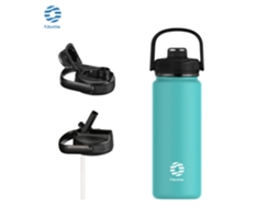 Garrafa Térmica (azul Celeste) De 1200ml, Com Alça Retrátil E Tampa Com Trava, Feita De Aço Inoxidável.