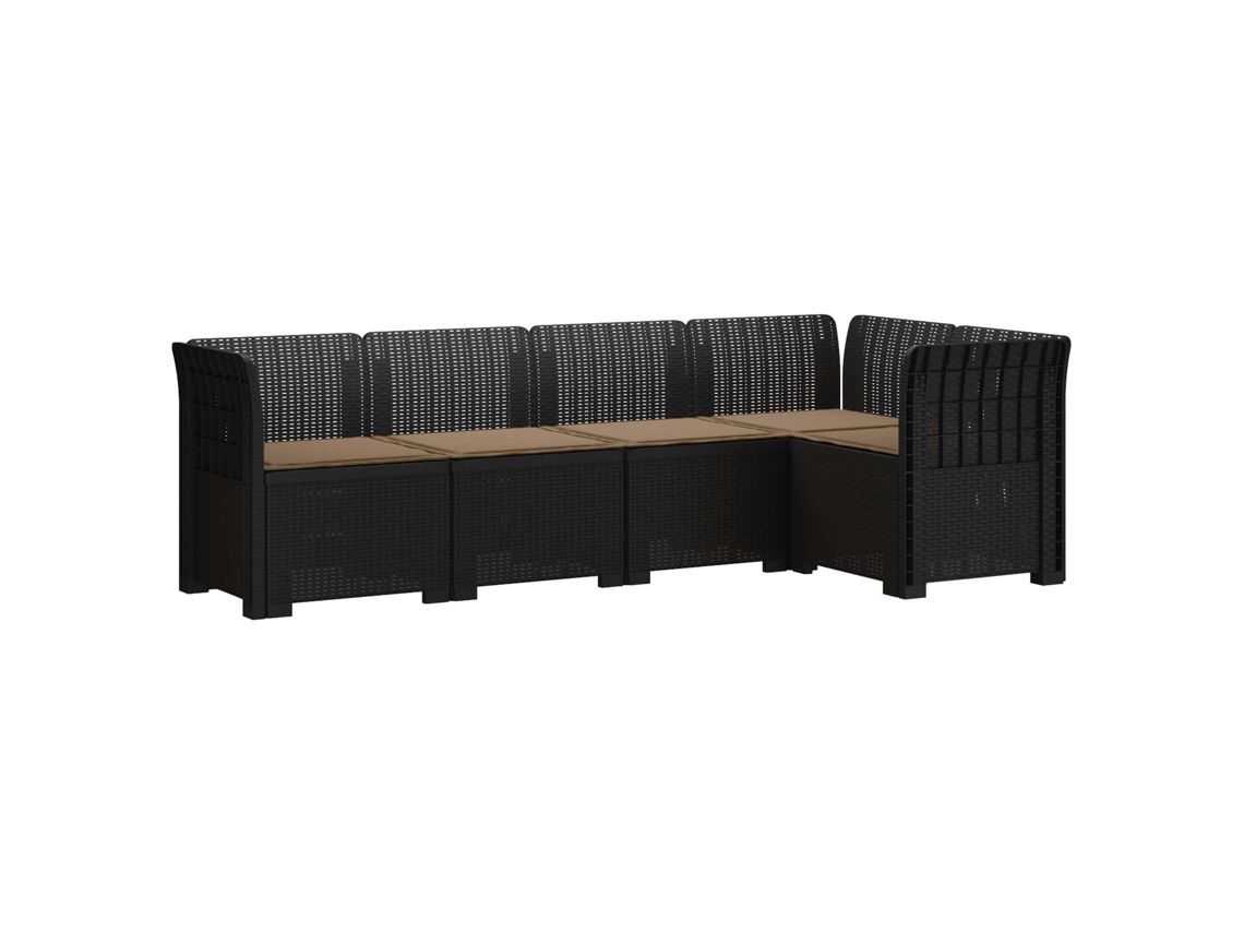 Vidaxl Sofá De Jardim De 5 Pessoas Com Almofadas Visual De Rattan Pp