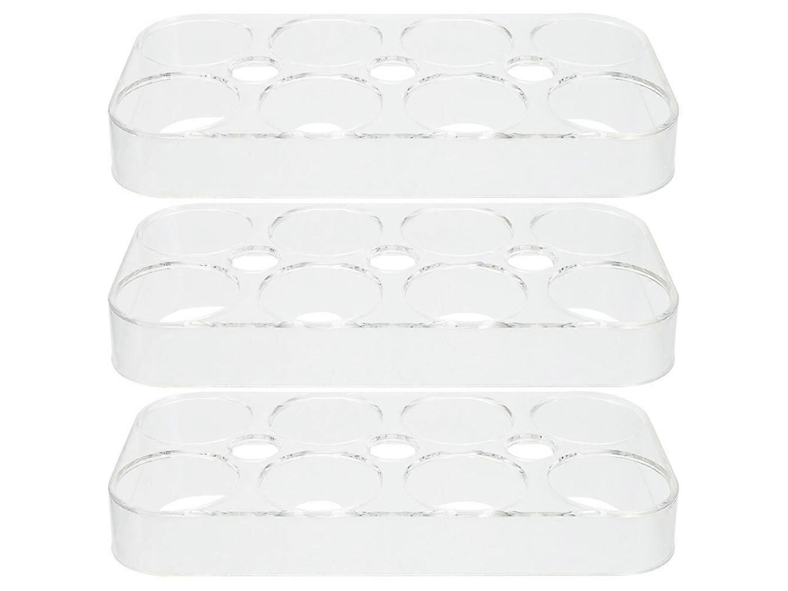 3 Peças de Porta ovos com 8 Espaços, Prateleira de Armazenamento para Geladeira, Rack de Ovos para Nevera 2x8,5x17,5cm