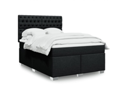 Vidaxl Cama Com Molas/colchão 140x200 Cm Tecido Preto
