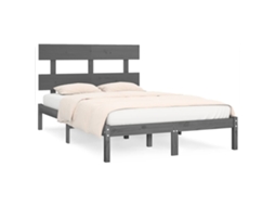 Estrutura de Cama 200x200 Cm Madeira Maciça Cinzento MAISON EXCLUSIVE
