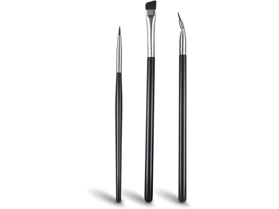 Conjunto de Pinceis de Eyeliner Profissional Fino Angulado 3 Pinceis para Linha Nítida, Sobrancelhas Definidas e Detalhes