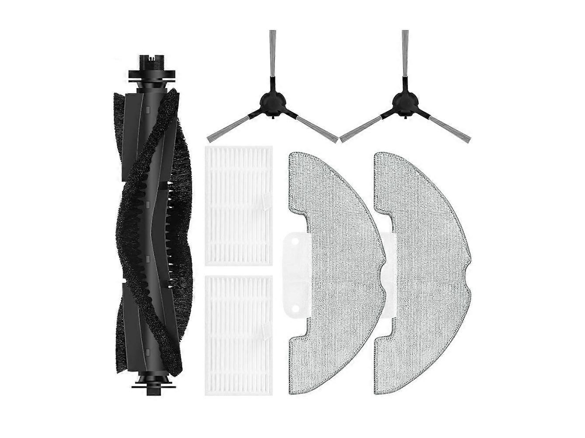 Kit De 7 Peças De Acessórios Para Aspirador Robô Airzeen Q10 Pro / Airzeen J10 / Laresar P10: Escova Principal, Filtro Lateral E Pano De Limpez_ptg