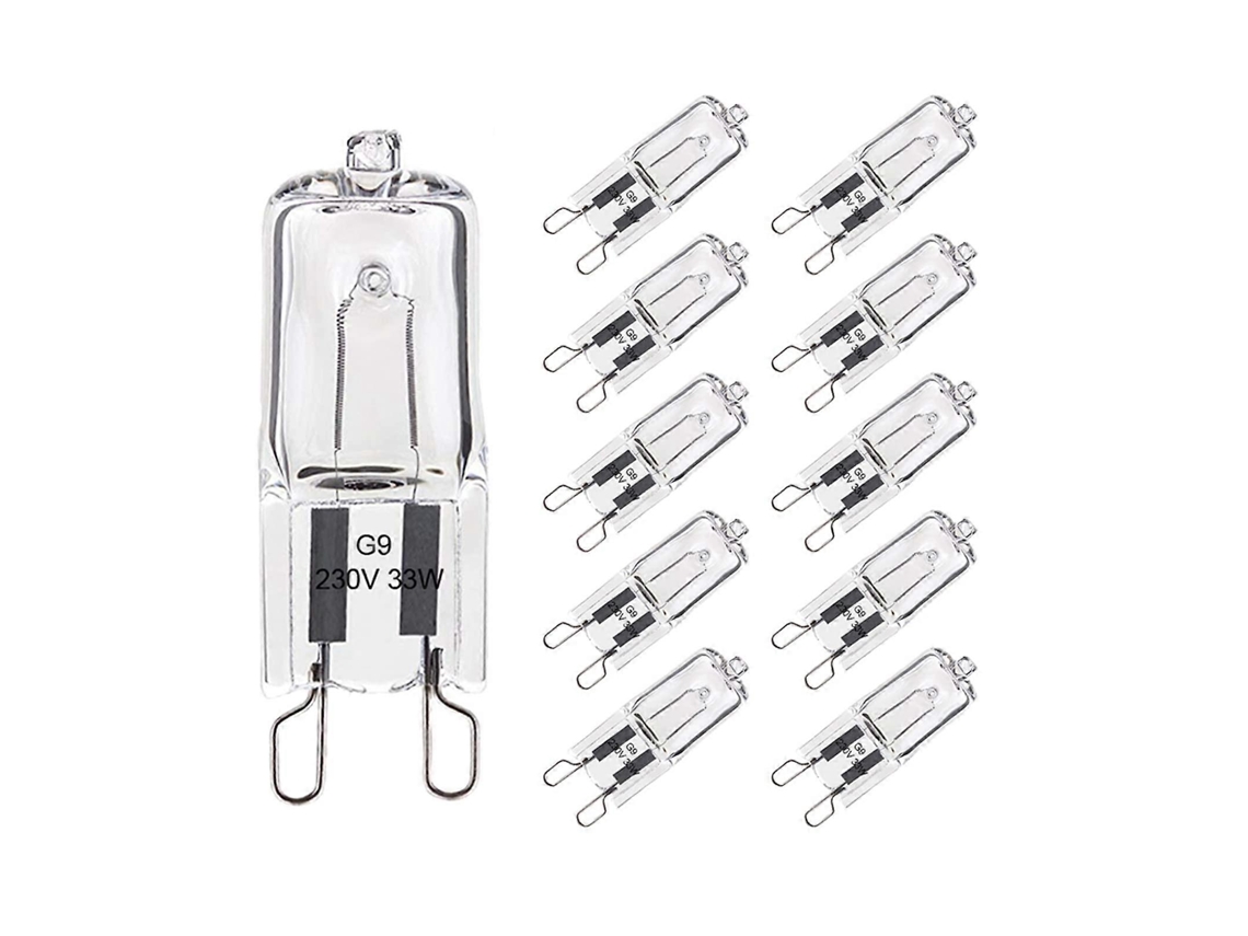 Rebe lote de 10 Bombillas Halógeno G9 33w Branco Quente 2800k 420lm 230v Tolerância 300°c 2000h