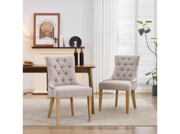 Poltrona De Tecido Para Sala De Jantar Com Pernas Kd E Rebites Decorativos - Cadeira Estofada Montável, Design Moderno, Conjunto De 2-kd