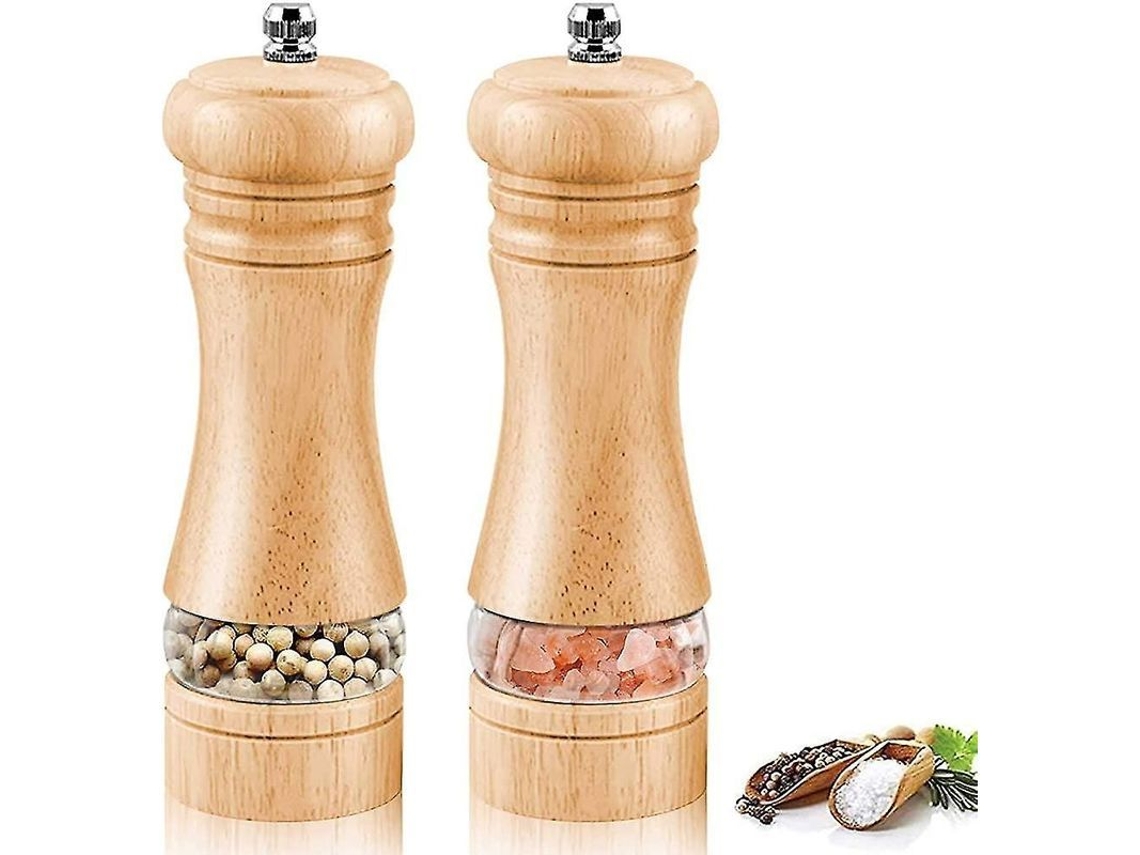 Moinho de sal e pimenta de madeira de carvalho com moinho cerâmico Marca