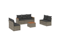 Conjunto de 8 sofás de jardim com almofadões Vime Pe Cinzento MAISON EXCLUSIVE (8 peças)