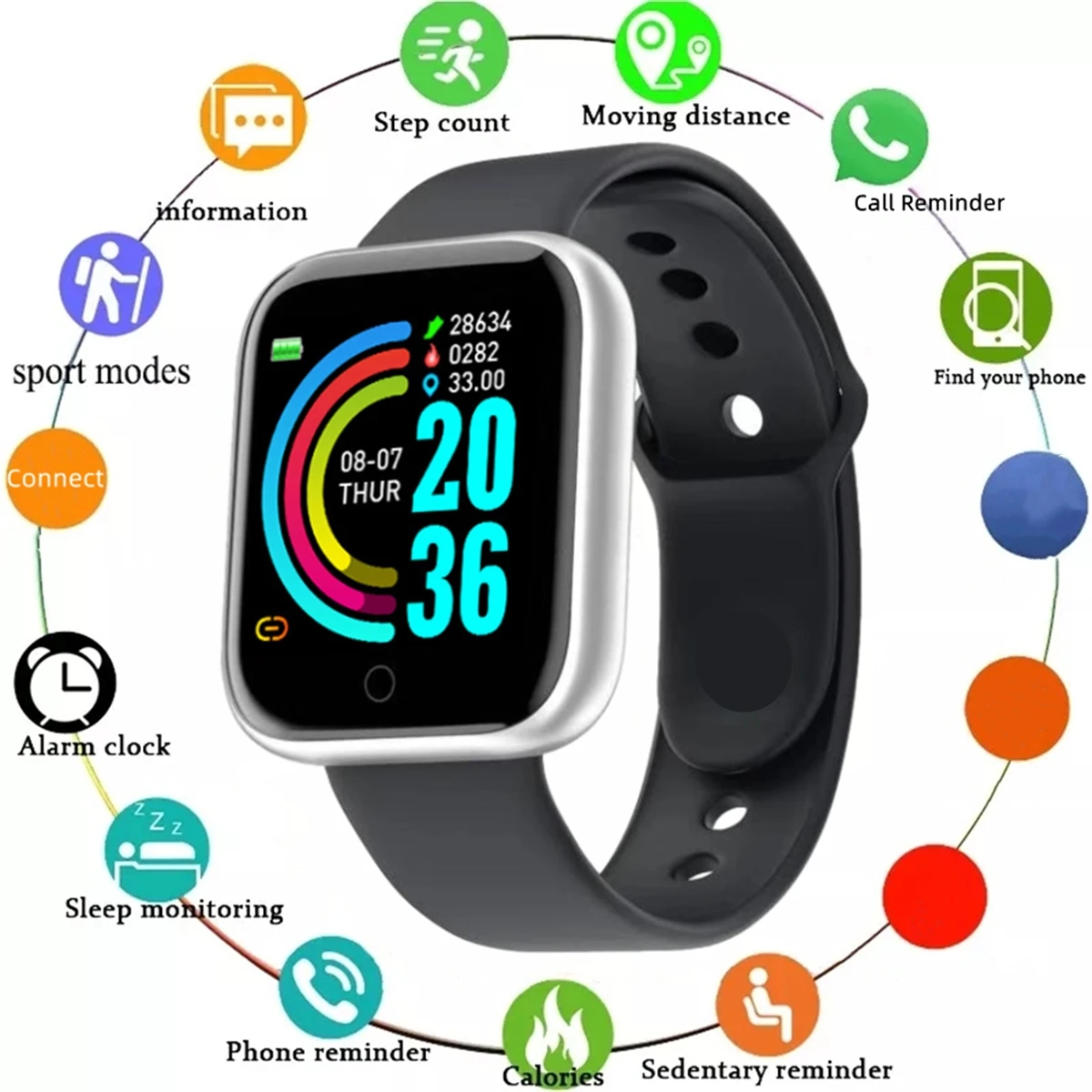 PULSEIRA inteligente rosa com controlo de música MDUG