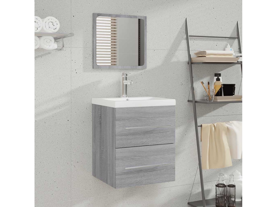 Vidaxl Armário De Casa De Banho Com Espelho 41x38,5x48 Cm Sonoma Cinza