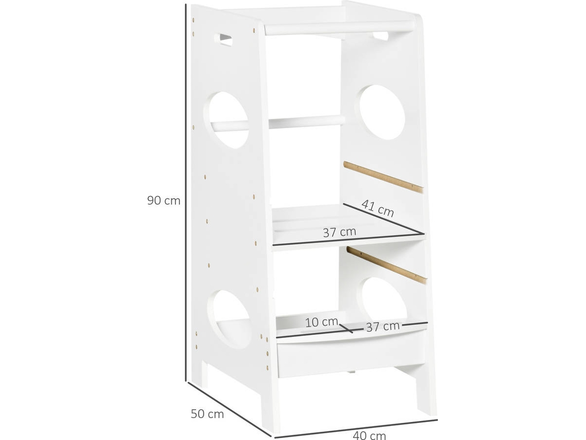 Torre de Aprendizagem HOMCOM 312-053WT (Branco - MDF - 40x50x90 cm)