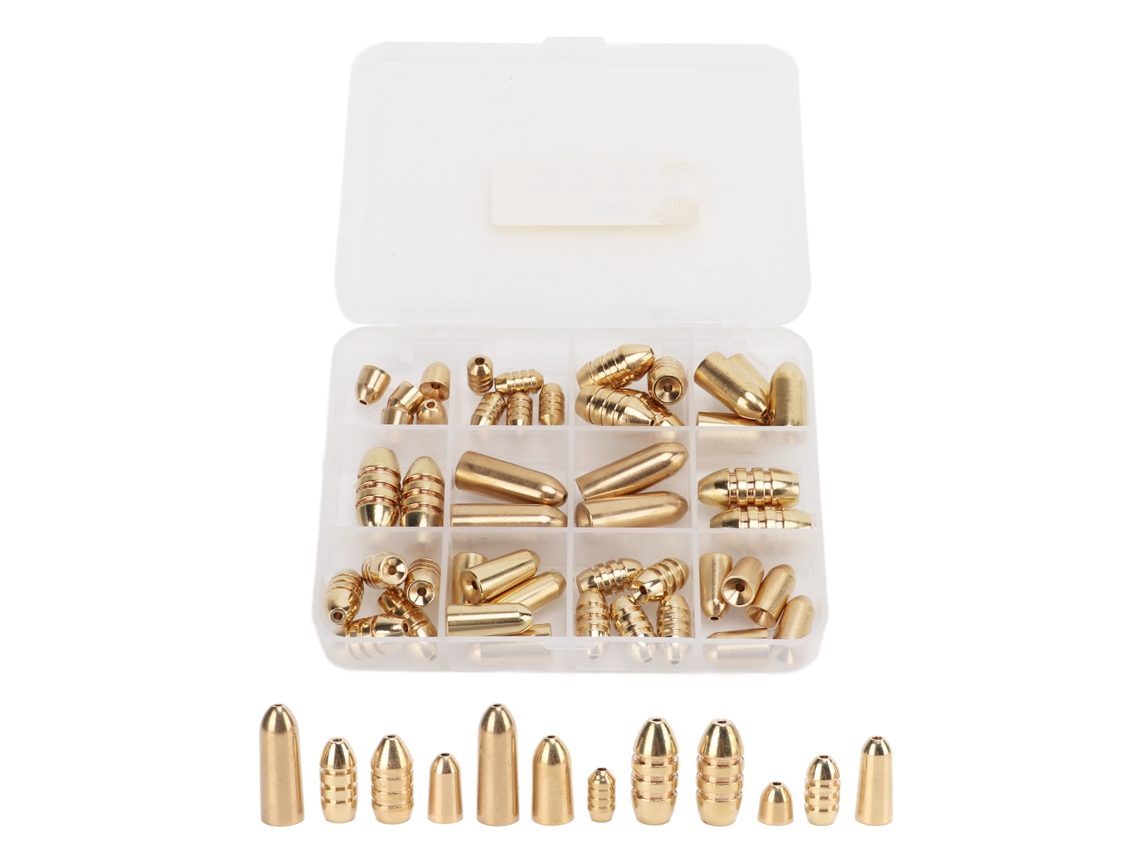 Anub kit de Pesca com 46 Chumbos de Latão para Água Doce e Salgada com Estojo para Peixes Bass
