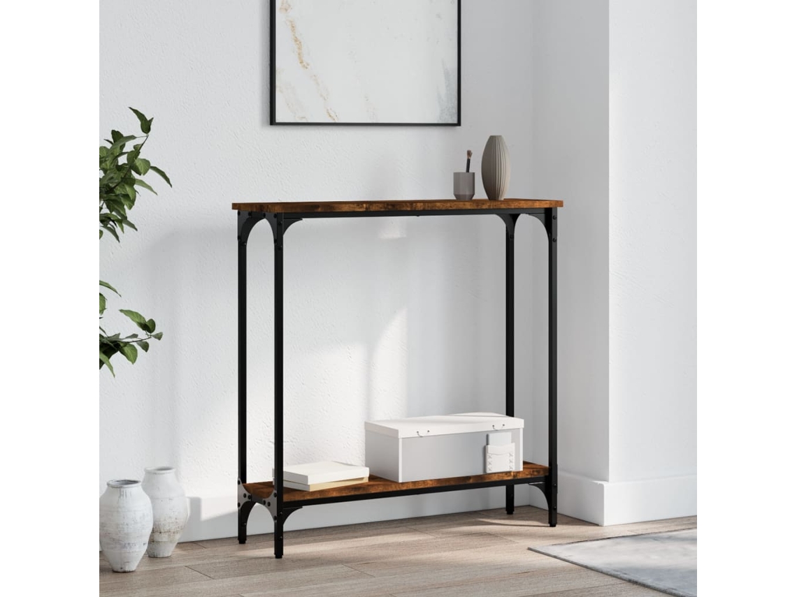 Vidaxl Mesa Consola 75x22,5x75 Cm Derivados De Madeira Carvalho Fumado
