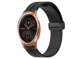 Bracelete para Garminmove Luxe 20Mm Cor Sólida Fecho Magnético Silicone Faixa de Relógio Preta VENISYMLIS