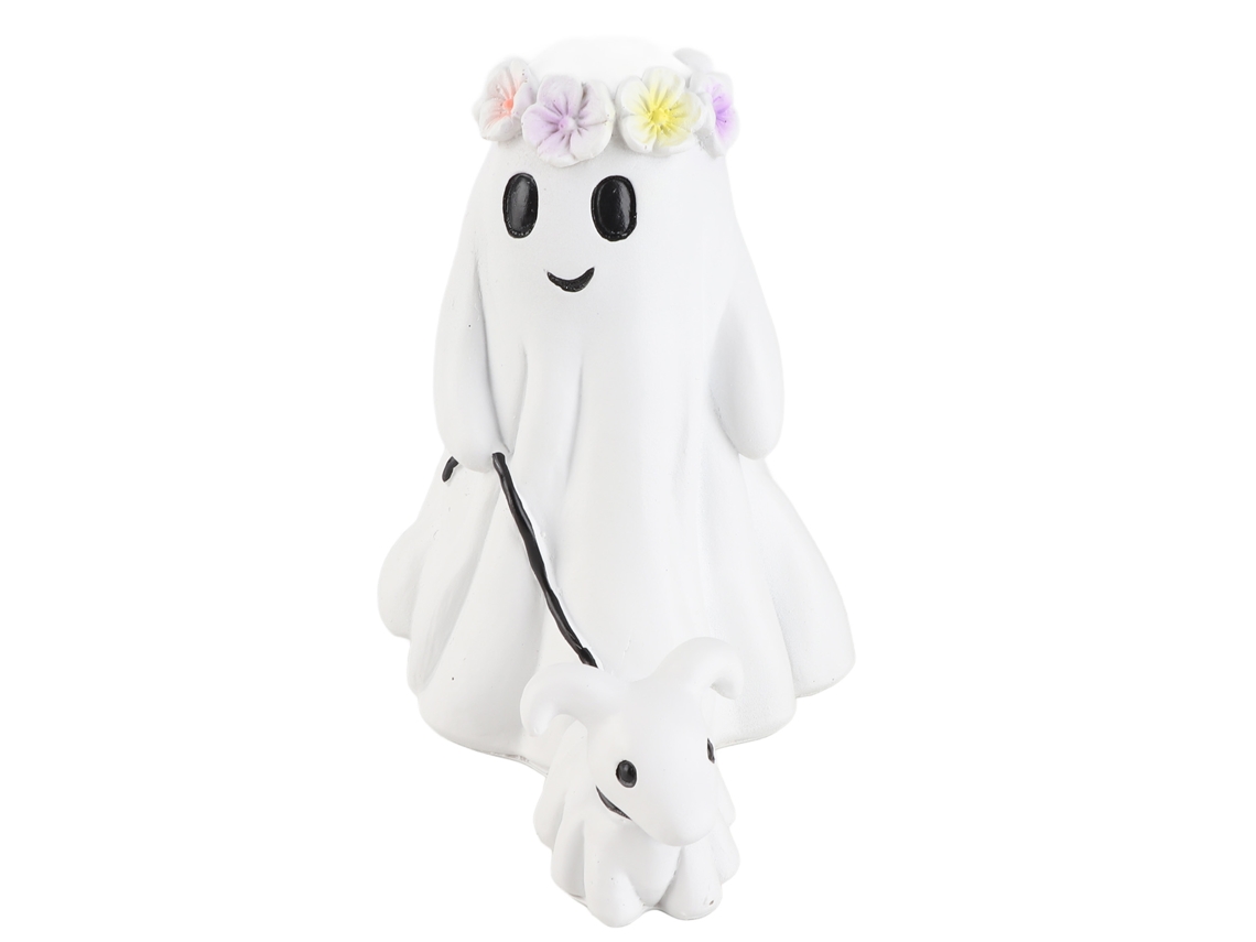 Primerox estátua de Cachorro Fantasma Passeando Decor Resina Adorno Casa Interior Exterior 15cm