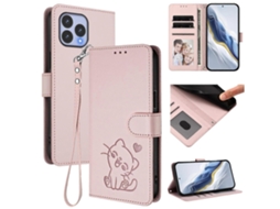Capa De Couro Para Celular Com Estampa De Coração De Gato E Alça
