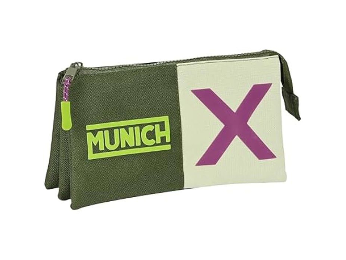 Estojo Triplo Infantil Safta Munich Bright Khaki Confortável E Versátil 22x3x12cm