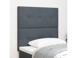 Cabecero Tapizado con Botones Gris Oscuro 80 cm en Terciopelo
