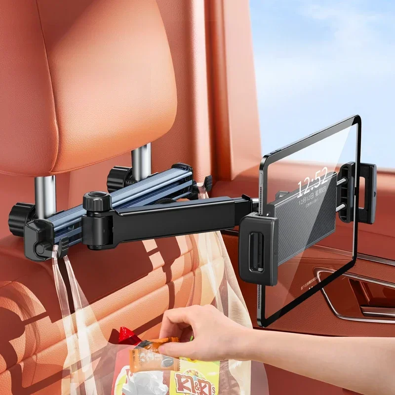Suporte Magnético Telescópico Para Tablet No Encosto De Cabeça Do Carro Hipacool, Ajustável De 5,6 A 11,8 Polegadas, Nas Cores Preto E Prata.