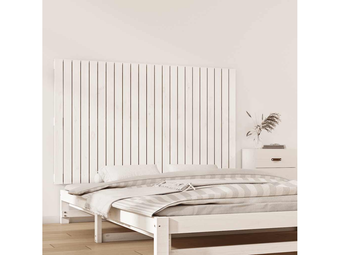 Vidaxl Cabeceira De Parede 147x3x90 Cm Madeira De Pinho Maciça Branco