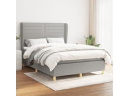 Vidaxl Cama Com Molas/colchão 140x190 Cm Tecido Cinzento-claro