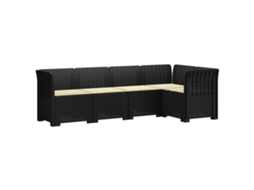 Vidaxl Sofá De Jardim De 5 Pessoas Com Almofadas Visual De Rattan Pp
