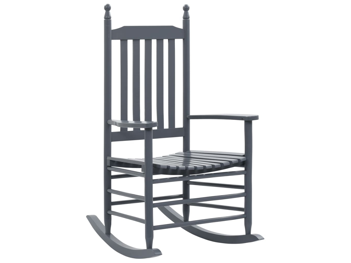 Cadeira De Baloiço Com Assento Curvo Madeira De Álamo Cinzento Dkd Home Decor