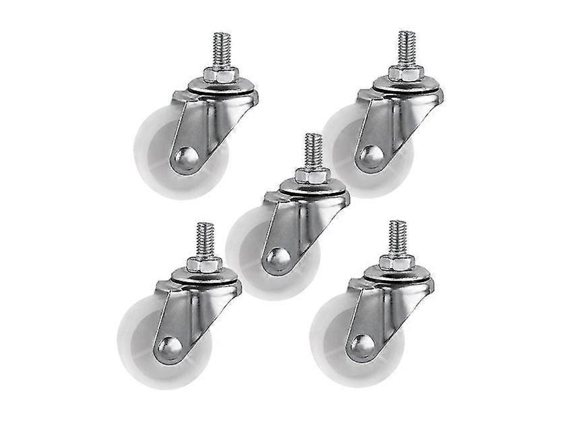 5 rodas de parafuso universal de PP branco, 1,5 polegadas, diâmetro 4cm, rosca M6, para molduras de exposição | S/MARCA