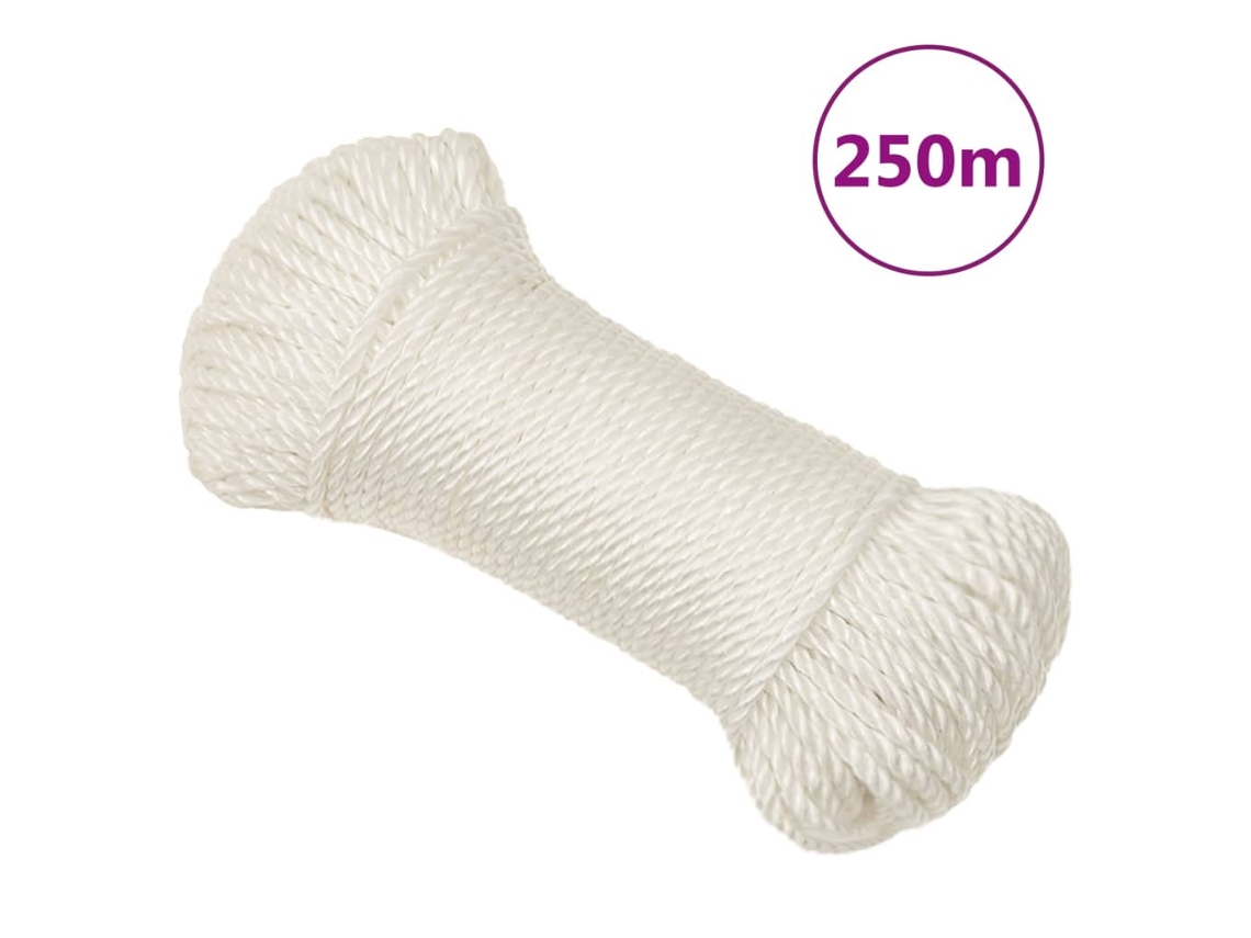 Vidaxl Corda De Trabalho 6 Mm 250 M Polipropileno Branco