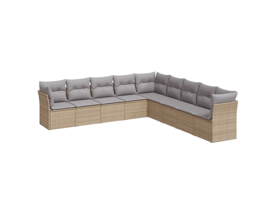 Conjunto de 9 Sofás para Jardim com Almofadões Vime Pe Bege MAISON EXCLUSIVE (90x200 cm)