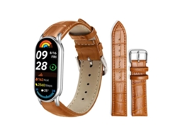 Bracelete para Xiaomi Smart Band 10/9/8 Couro Fivela de Pino Textura de Bambu Marrom Claro XIAOMOYU (14mm)