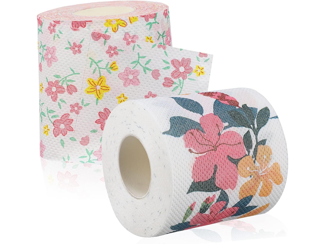 Papel Higiênico Com Estampa Floral, 2 Rolos, Macio E , Para , No Escritório Ou Em Restaurantes. Desi Gokoco