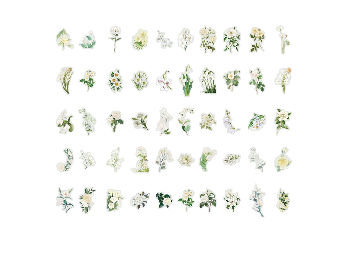 100 Adesivos de Flores Naturais para Scrapbook Decorativo Diy Scrapbooking Papel Autoadesivo com S/MARCA