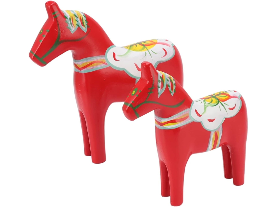 Par Estatueta De Cheval Dala En Bois,