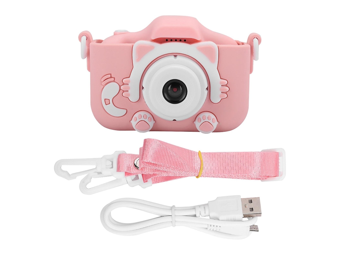 Máquina Fotográfica Digital Infantil Compacta Com Dupla Lente 12mp E Ecrã Ips De 2,0 Polegadas Rosa