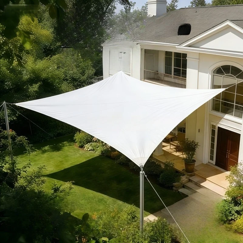 Para sol Retangular Tipo Vela 3x3 M, Oxford Branco, para Pátio e Campismo LURELIA