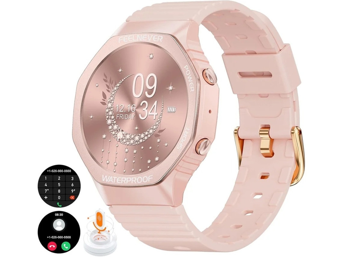 Relógio inteligente feminino com disco e resposta, relógio inteligente casual de 1,35 polegadas, quase 3,4 cm, compatível com telefones Bestvite