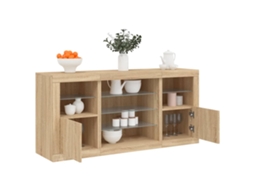Aparador con luces LED 142,5x37x67 cm Roble Sonoma