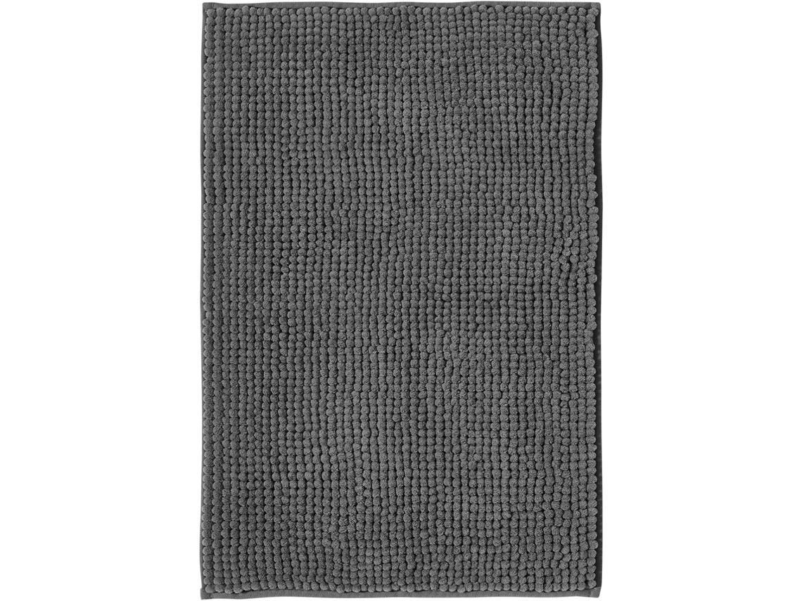 Tapete Antiderrapante - Combinado em Conjunto - Chenille Lavado - Para Chuveiro, Banho E Vaso Sanitário - Cinza Escuro - 50x80 Cm