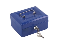 VYLARA 1 mini cofre portátil para dinheiro e moedas com fechadura (azul)