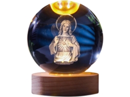 Luminária De Mesa Kowaku Com Esfera Vidro Artística Sobre Base Madeira