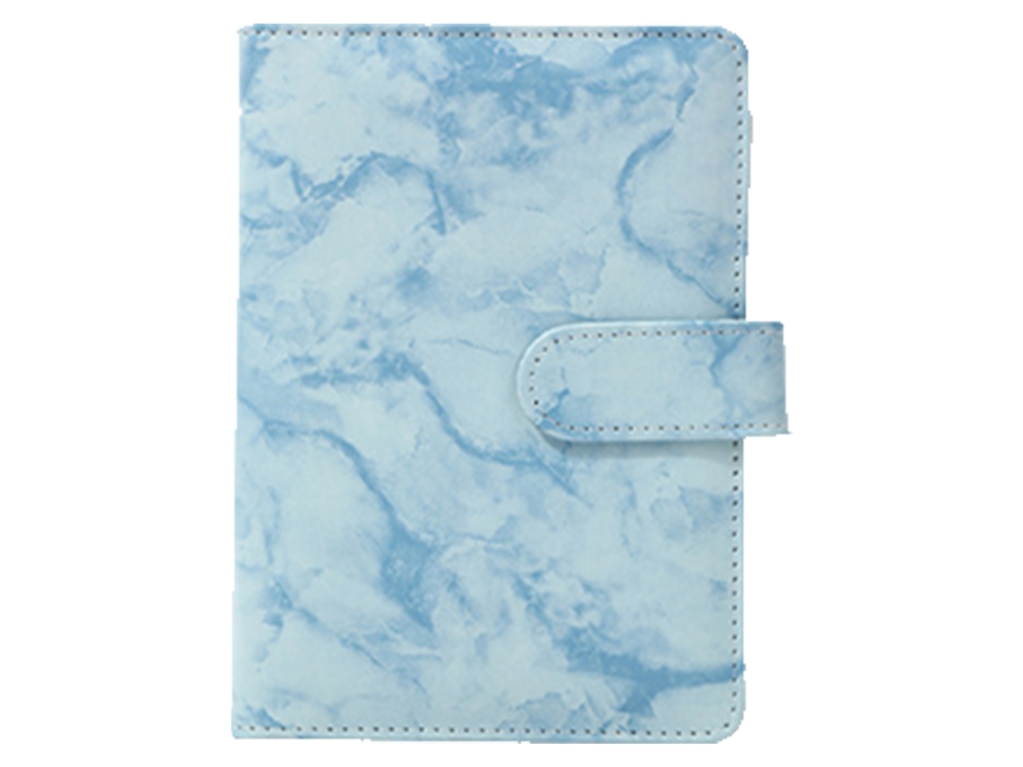 Caderno A6 Pequeno, Portátil, De Couro Sintético, Cor Azul Celeste, Com Folhas Soltas.