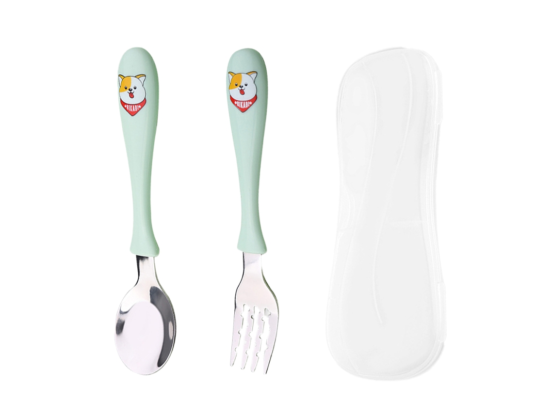 Conjunto de Talheres Divertidos com Garfo e Colher Cabo em Estilo Cartoon NEVEANCE